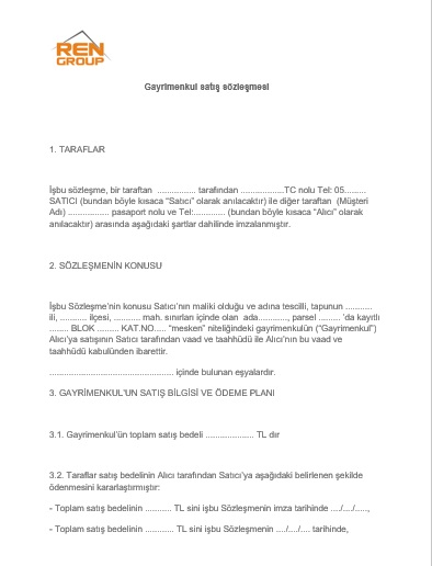 تنظیم قرارداد خرید ملک در ترکیه (Sözleşme)